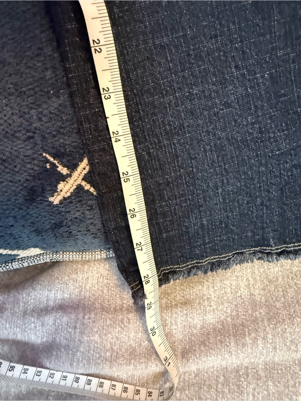 Blue Distressed Flare Jeans with Frayed Side Detail - Picture 6 of 6